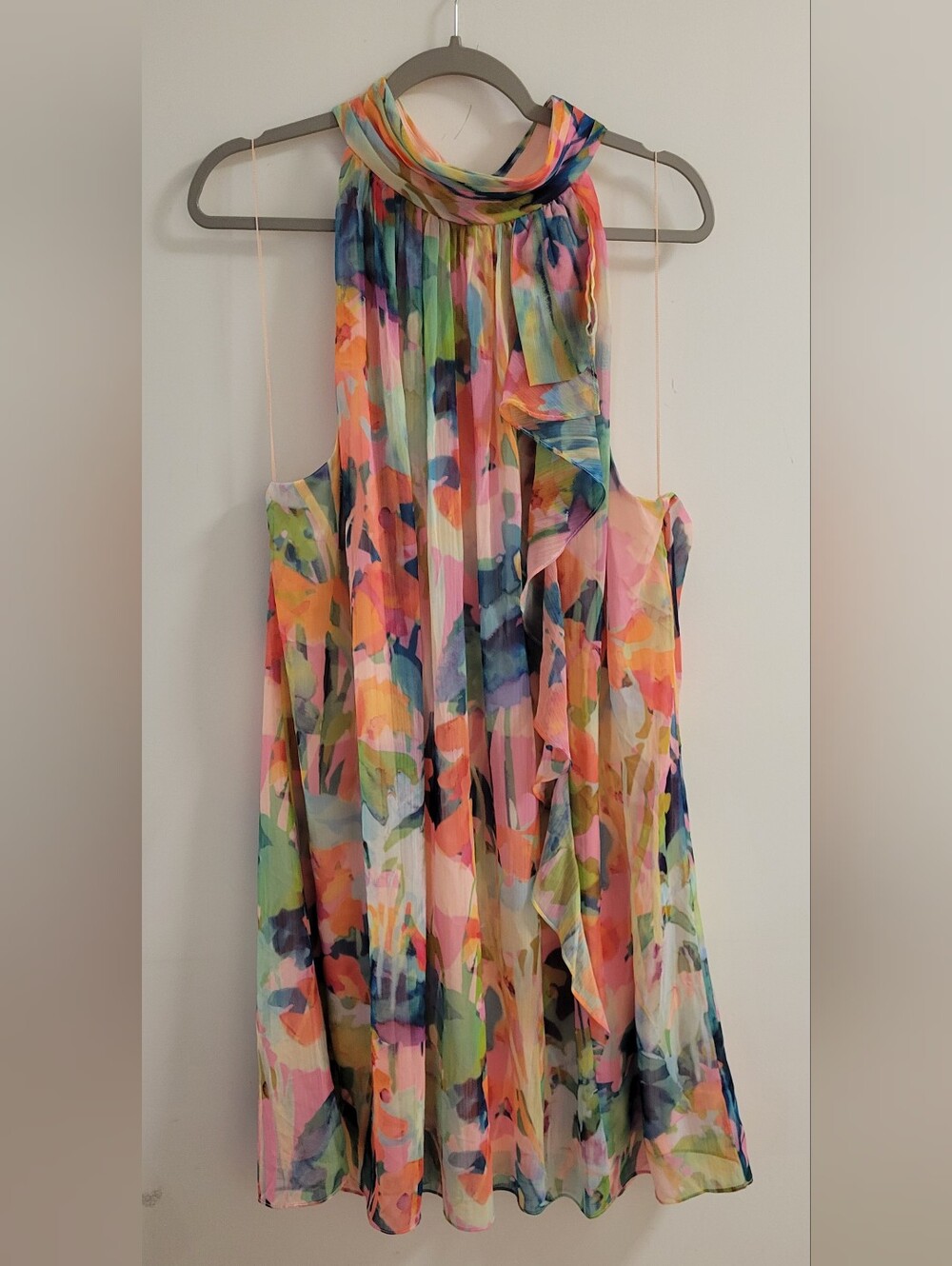 Adrianna Papell Plus Size 26W Floral Chiffon Halter Dress